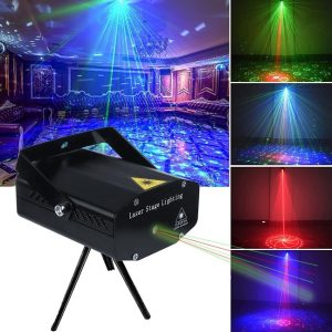 Mini Sound Activated Laser Projector with Tripod Stand for Parties & Decoration (Random color)