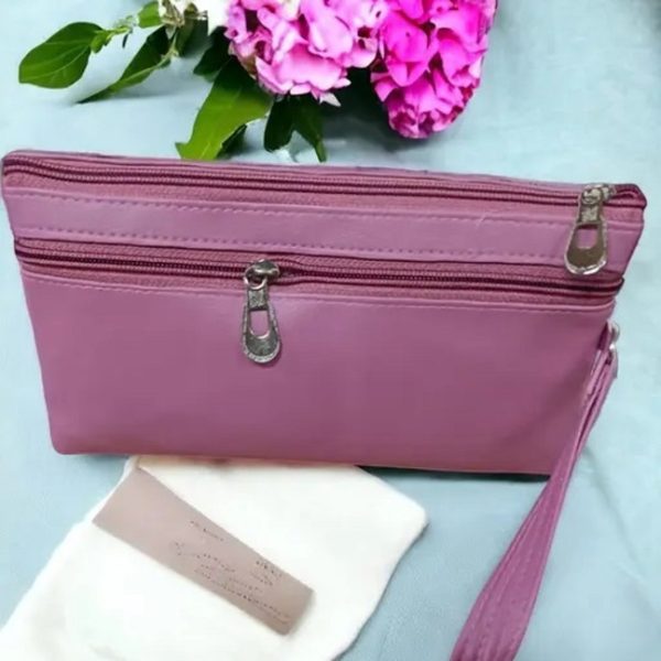 Women's Zip Closure Casual Clutch / Wallet (Pink) - Image 2