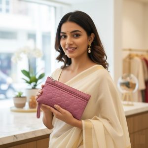 Women's Zip Closure Casual Clutch / Wallet (Pink)