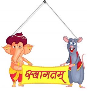 Wooden Door Hanging Welcome Sign