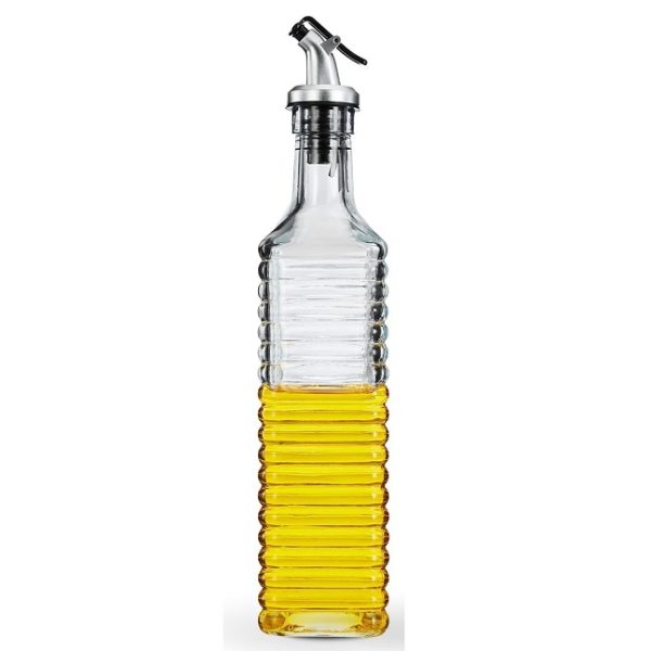 Ribbed Glass Leak Proof Premium Oil Dispenser (500 ml)