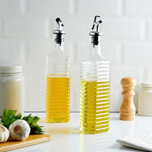 Ribbed Glass Leak Proof Premium Oil Dispenser (500 ml) - Image 3