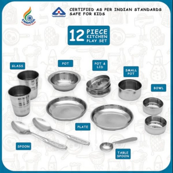 SUNNY Homemade kitchen set 12 pieces stainless steel kitchen set for kids - Image 2