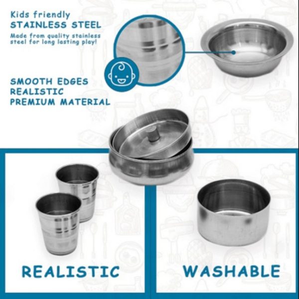 SUNNY Homemade kitchen set 12 pieces stainless steel kitchen set for kids - Image 3