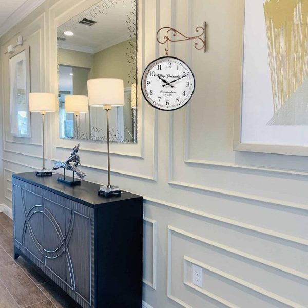 Metal Vintage Double Sided Antique Wall Clock / Station Clock (12 - Inch) - Image 4