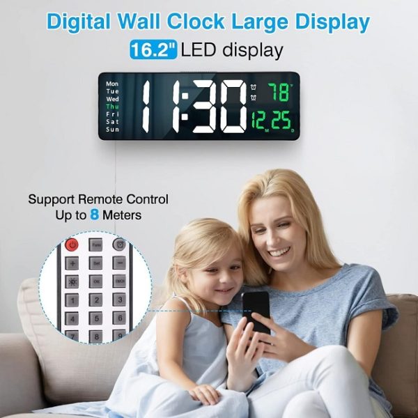 SM-601 16.2” Large Digital Display LED Wall Clock with Remote - Image 3