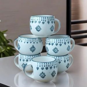 Set of 6 Ceramic Coffee / Milk / Tea Cup (125 ml) - Unbranded