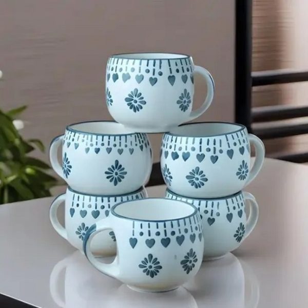 Set of 6 Ceramic Coffee / Milk / Tea Cup (125 ml) - Unbranded