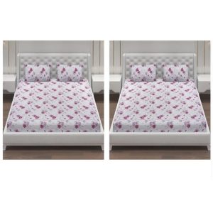Monte Carlo Moca 104 TC Pack of 2 Cotton Double Bedsheets (23Bs-Fiona-77)