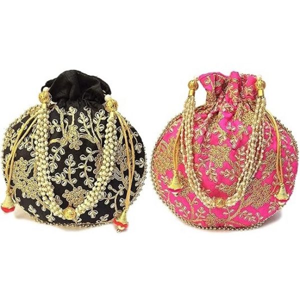 Traditional Embroidered Women Potli Bag for Wedding / Party / Return Gifts - Image 2