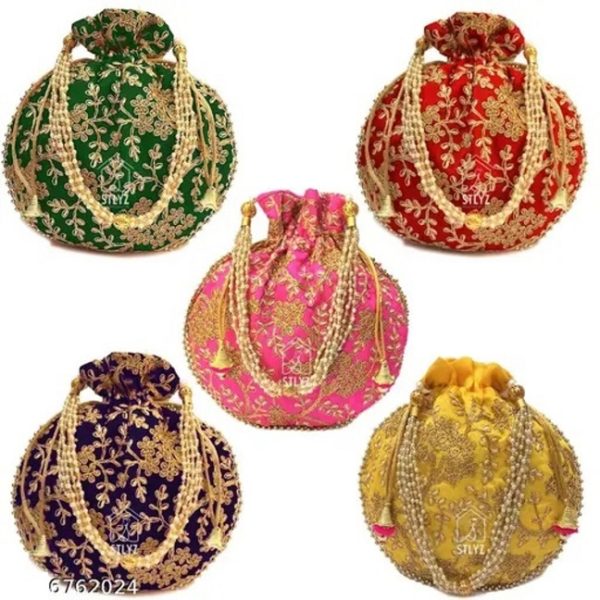 Traditional Embroidered Women Potli Bag for Wedding / Party / Return Gifts - Image 4