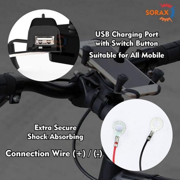 Universal Bike Mobile Holder with USB Charger Port and 360 Degree Rotation - Image 2