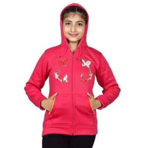 Girl's Cotton Hooded Sweatshirt with Zipper