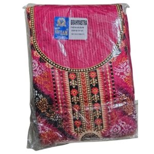 Fancy Heavy Chifon Dupta Creap Bottom Unstiched Suit (Pink)