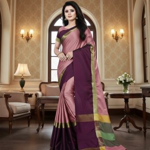 Women's Woven Cotton Silk Saree With Blouse Piece