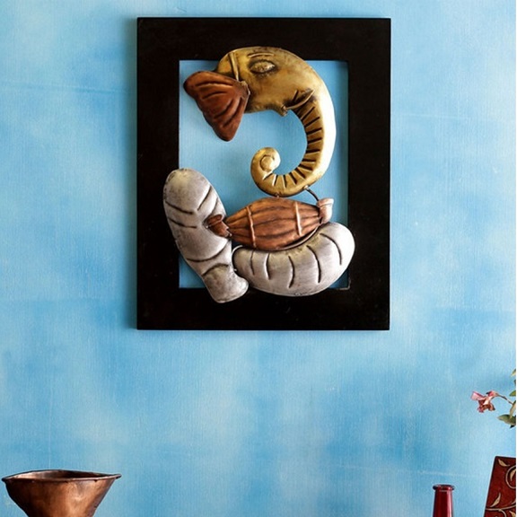 Wrought Iron Framed Ganesha Wall Art