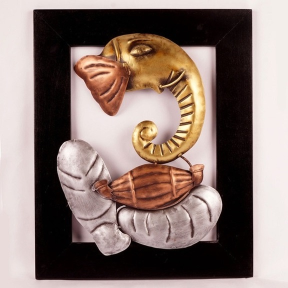 Wrought Iron Framed Ganesha Wall Art - Image 3