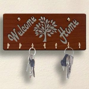 Home Wooden 7 Hooks Key Holder