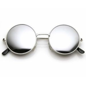 Mirrored Full Rim Round Metal Sunglass (Silver)
