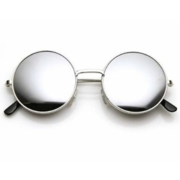 Mirrored Full Rim Round Metal Sunglass (Silver)