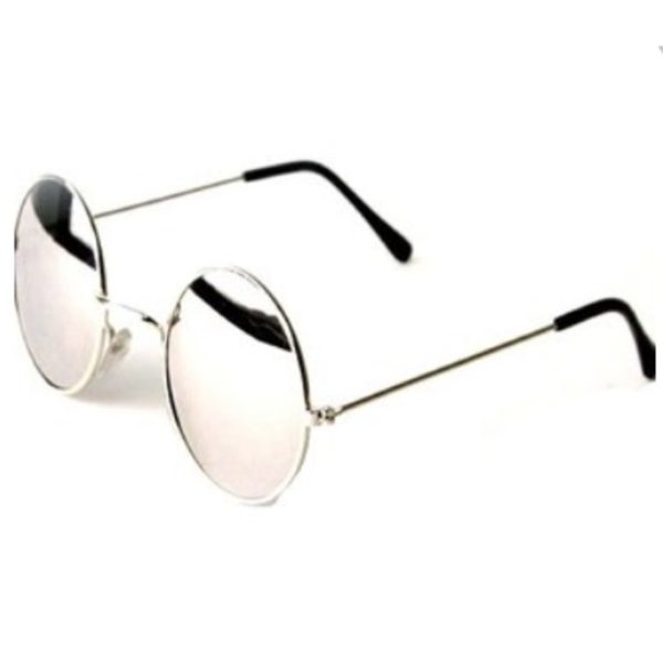 Mirrored Full Rim Round Metal Sunglass (Silver) - Image 2