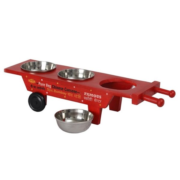 Wooden Haath Gadi Dip With Bowls - Image 4