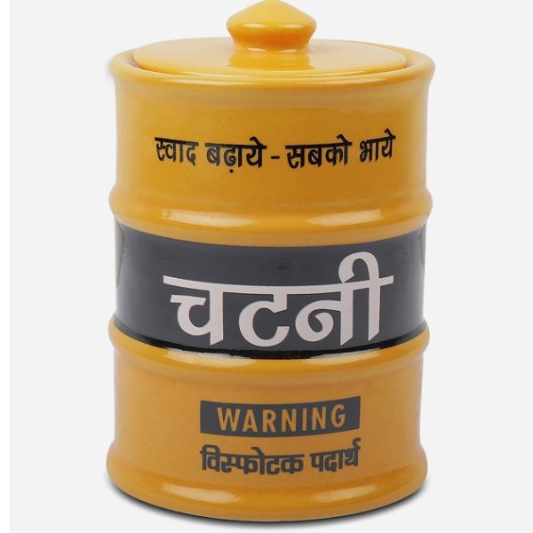 Yellow Barrel Chutney Jar