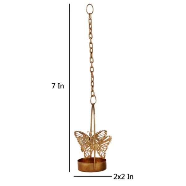 Gold Metal Hanging Tea Light Holder (Set of 4) - Image 2