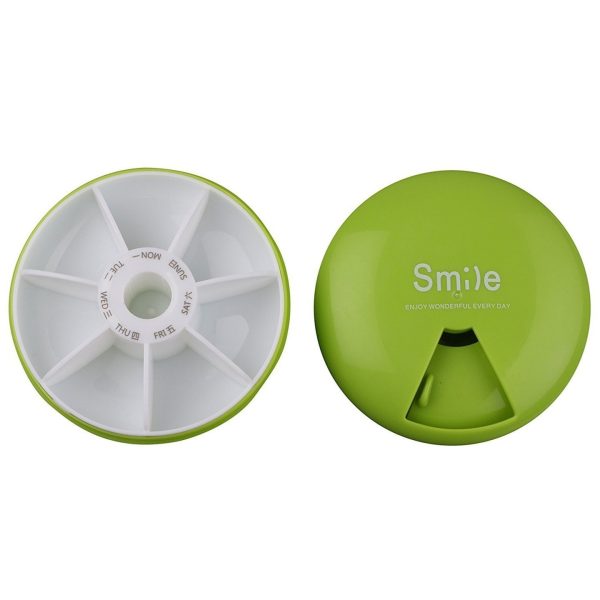 Smile One Week Round Plastic Pill Box (Random color) - Image 2