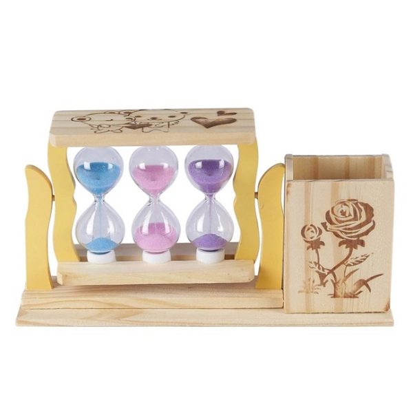 Brown Wood Sand Timers with Pen Stand - Image 2