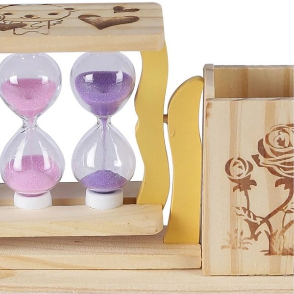 Brown Wood Sand Timers with Pen Stand - Image 3