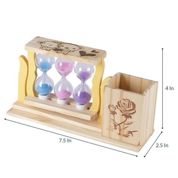 Brown Wood Sand Timers with Pen Stand - Image 4