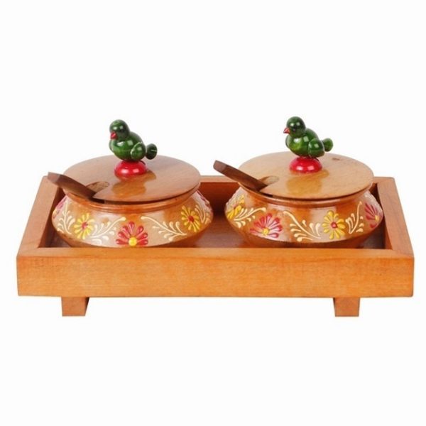 Vareesha 50 ML Sheesham Wood 7 piece Condiment Jars - Image 2