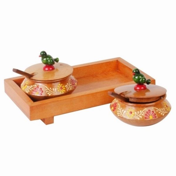 Vareesha 50 ML Sheesham Wood 7 piece Condiment Jars - Image 3