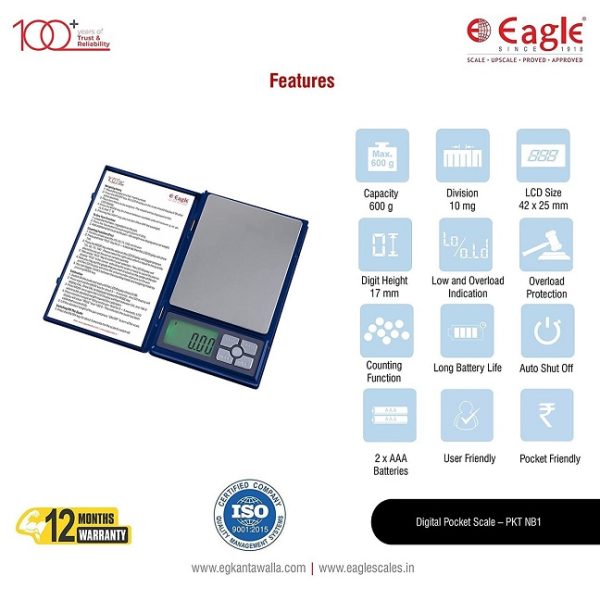 Eagle Digital Pocket Scale with 600 g Capacity and 0.01g Accuracy - Image 3
