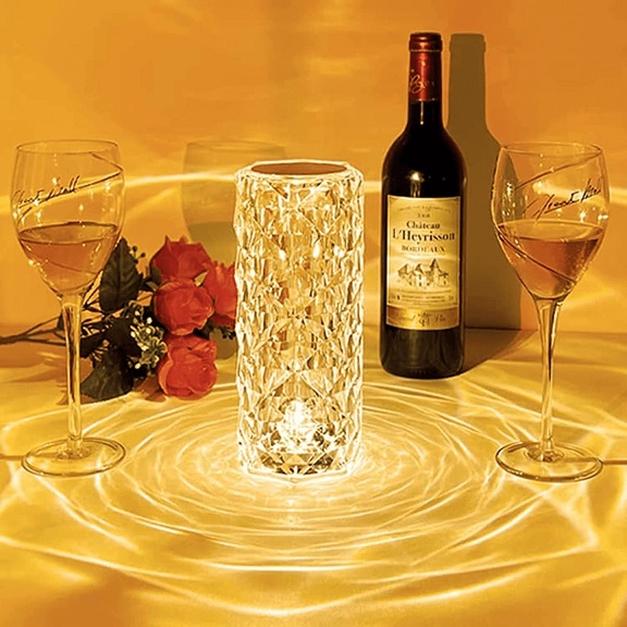 16 Color Changing Rose Crystal Diamond Table Rechargeable Lamp with remote & touch control - Image 2