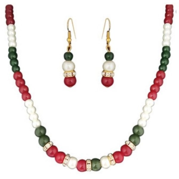 Gold Plated Pearl Necklace Set - Image 2