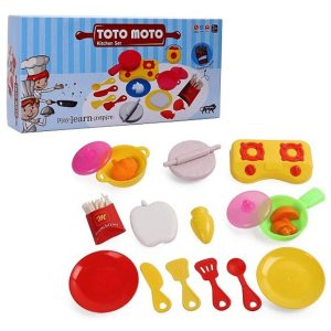Toto moto 15 pieces plastic kitchen set for kids