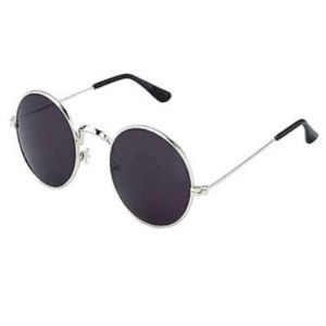 Mirrored Full Rim Round Metal Sunglass (Black)
