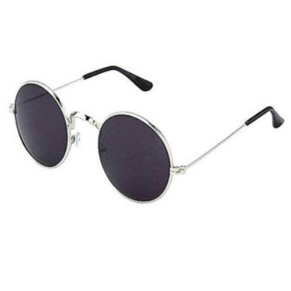 Mirrored Full Rim Round Metal Sunglass (Black)