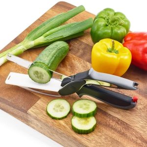 2 in 1 Smart Clever Cutter Kitchen Knife / Food Chopper with Spring Action