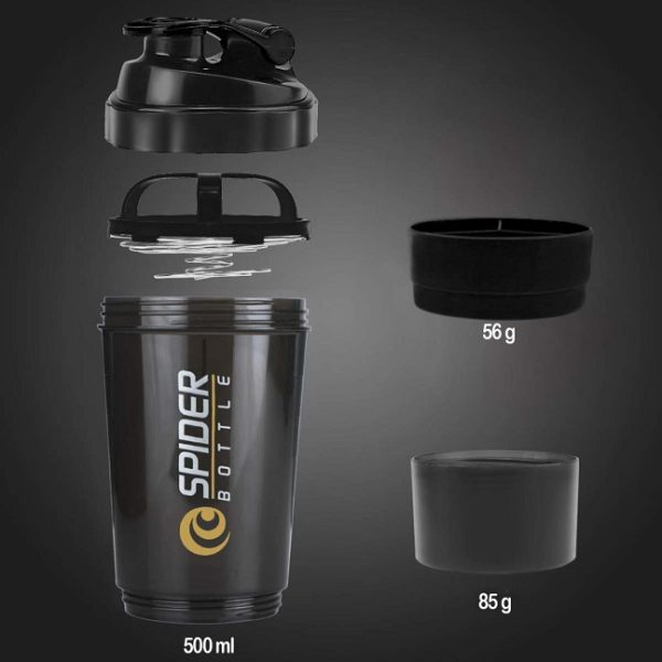 Spider Protein Shaker / Shaker Bottle / Gym Bottle (BPA Free) - 500 ml - Image 2