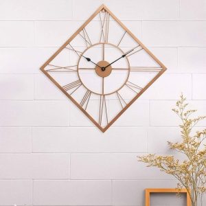 Copper Color Iron Kite Shape Analog Designer Wall Clock Without Glass (65 x 65 CM)