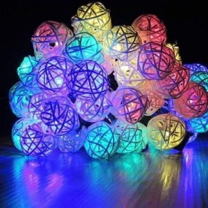 Multi-color Rattan Balls string light for Indoor & Outdoor Decorations (20 Balls)