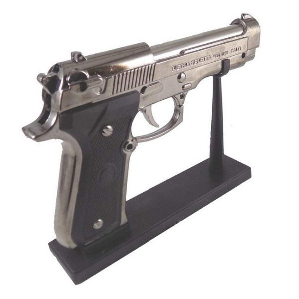 Antique Red Flame Metal Body Refillable Pistol Shape Lighter With Stand - Image 2