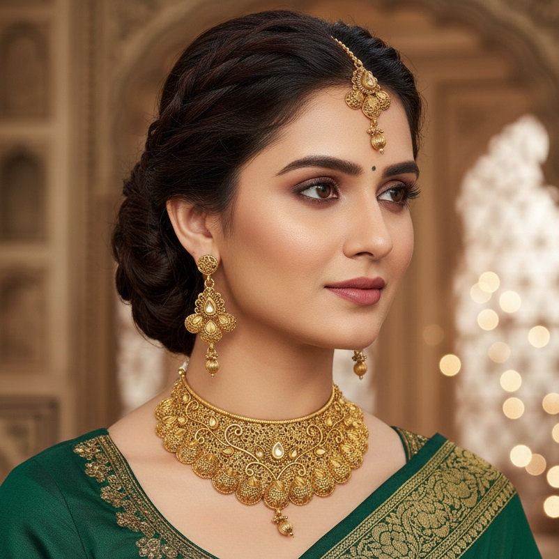 Parijaat Gold Plated Choker Necklace Set