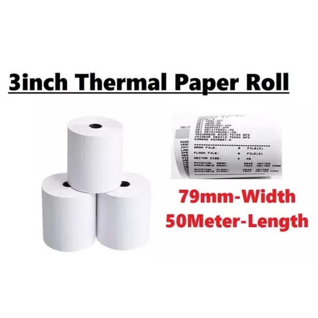 3 Inch Pos Machine Thermal Paper Rolls- 79mm x 50 meter - Set of 20 Rolls - Image 3