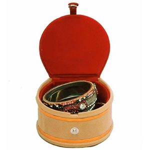 Wooden Velvet Round Bangle Box