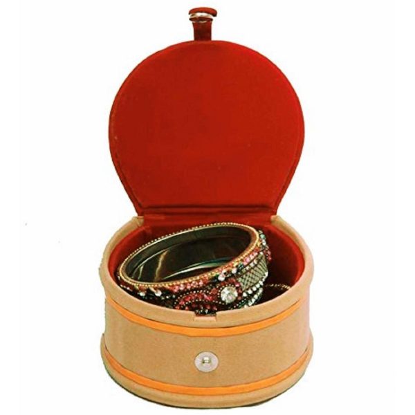 Wooden Velvet Round Bangle Box
