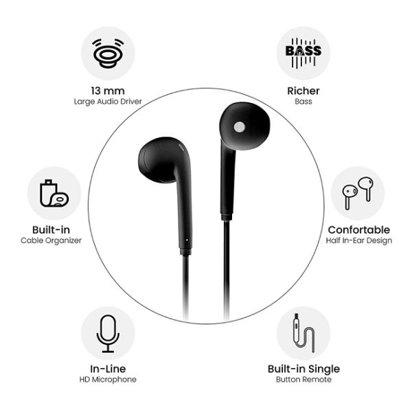 Mobex Pure Bass Quality Sound Earphones (Black) - Image 2